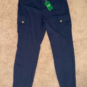 SOLD**Halara Halo Tek Air Navy Cargo Pants with Gold Button Accents